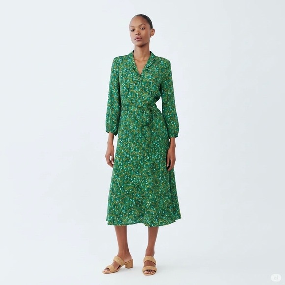 Talbots Dresses & Skirts - Talbots Ditsy Floral Midi Shirt Dress Long Sleeve Belted Pockets 12 Cottage